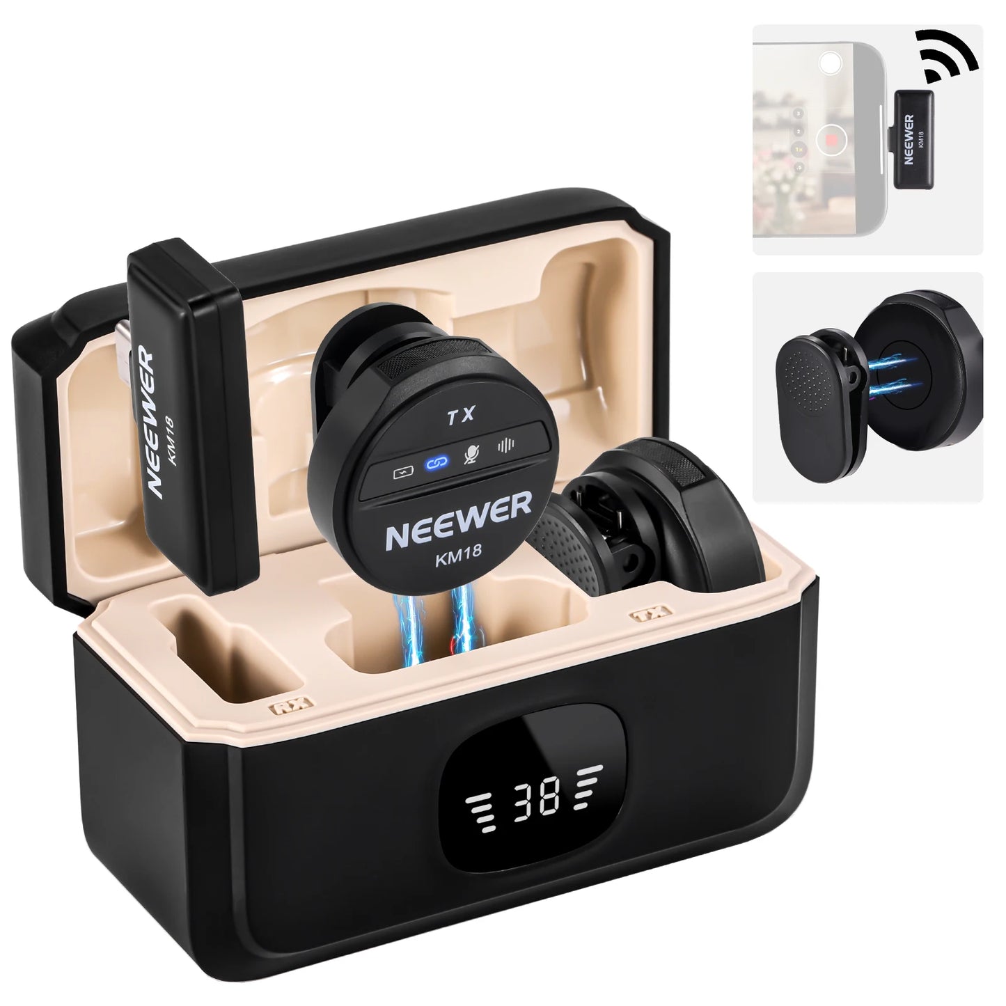 JSCC presents Neewer km18 Wireless Microphone for USB C with Charging Case