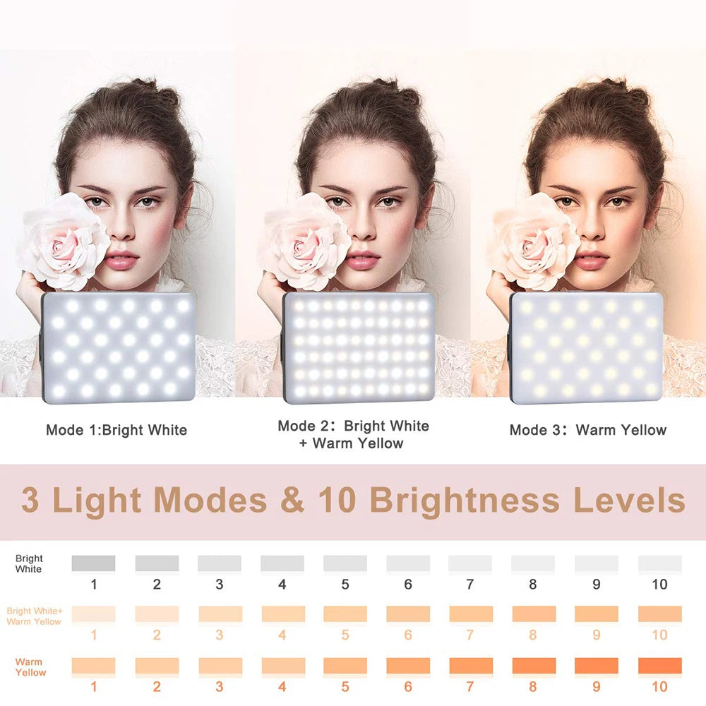 JSCC - 3 Modes Adjustable Brightness LED Selfie Light