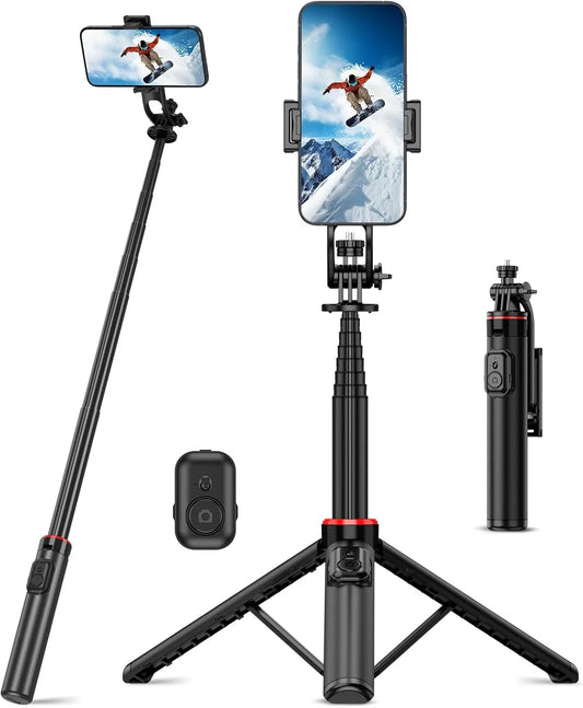 JustStartCC 130cm Selfie Stick Tripod with Wireless Remote – Portable & Retractable Smartphone Stand