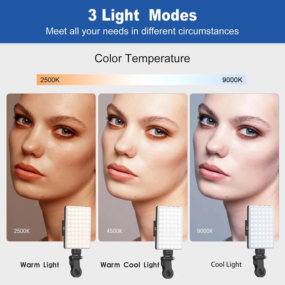 JSCC - 3 Modes Adjustable Brightness LED Selfie Light